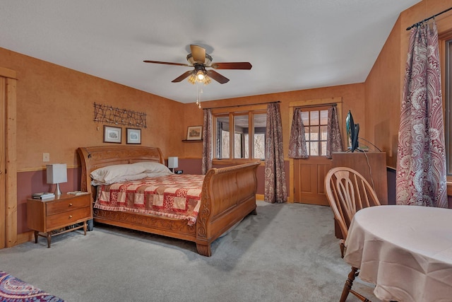bedroom featuring carpet flooring and a ceiling fan