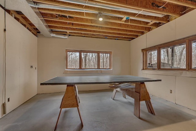 basement with a healthy amount of sunlight