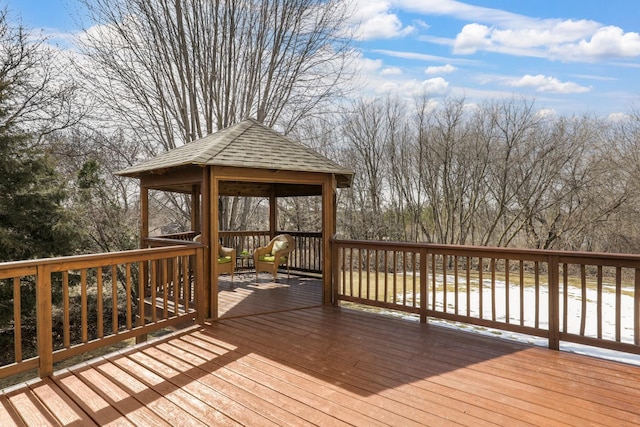 wooden terrace with a gazebo