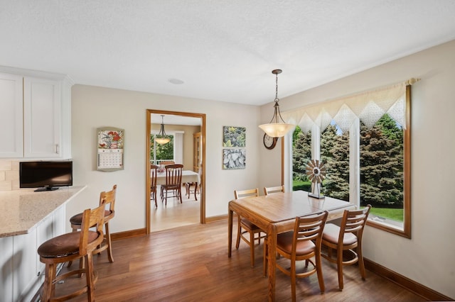 5191 Christen Ave NE, Buffalo, MN 55313 - dining space with light wood-type flooring, baseboards, and a textured ceiling