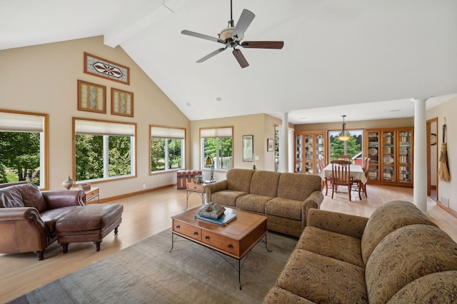 5191 Christen Ave NE, Buffalo, MN 55313 - living room with a healthy amount of sunlight, light wood-type flooring, and ornate columns