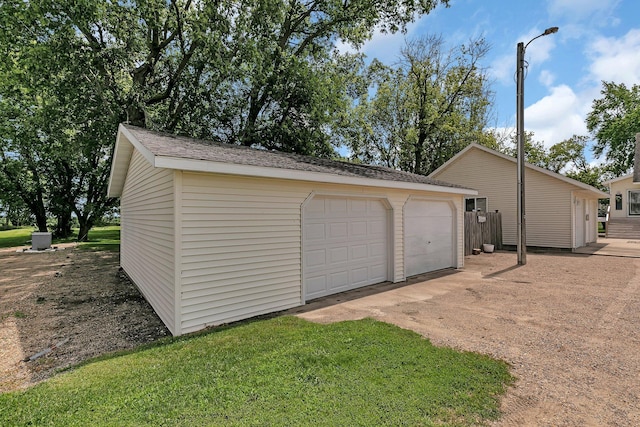 view of detached garage