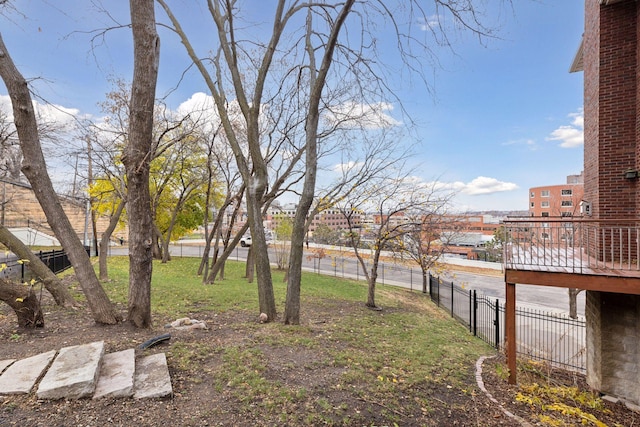 view of yard featuring fence