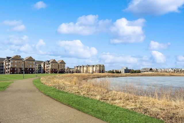 view of community featuring a water view