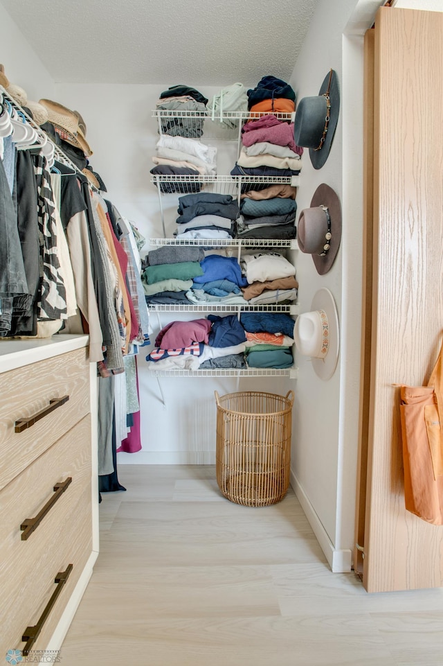 walk in closet featuring wood finished floors