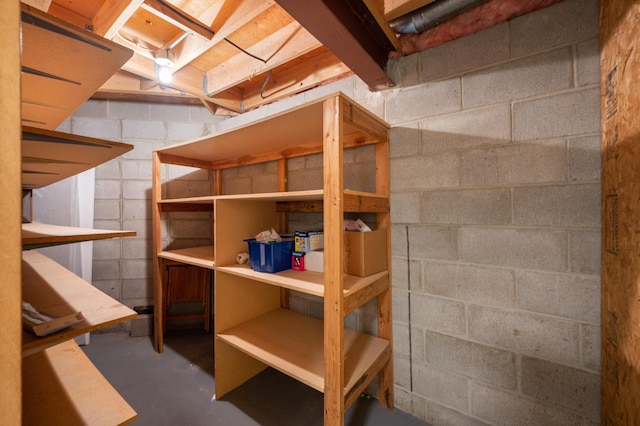 view of unfinished basement