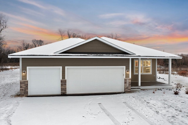 view of front of home featuring stone siding