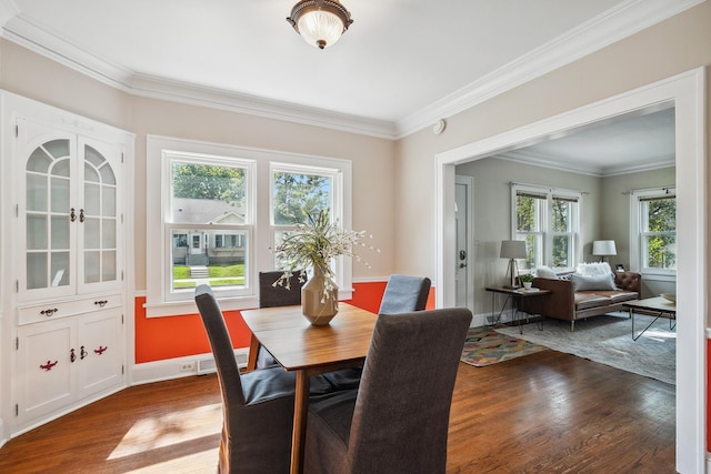 5026 Nokomis Ave, Minneapolis, MN 55417 - dining space with wood finished floors, crown molding, and baseboards