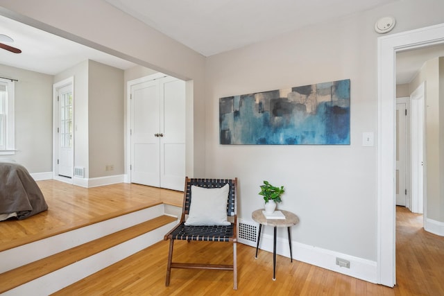 5026 Nokomis Ave, Minneapolis, MN 55417 - sitting room featuring wood finished floors, baseboards, and ceiling fan