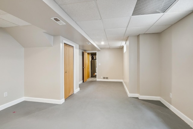 5026 Nokomis Ave, Minneapolis, MN 55417 - finished basement with baseboards, a paneled ceiling, gas water heater, and recessed lighting