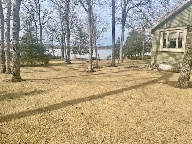 view of yard with a water view