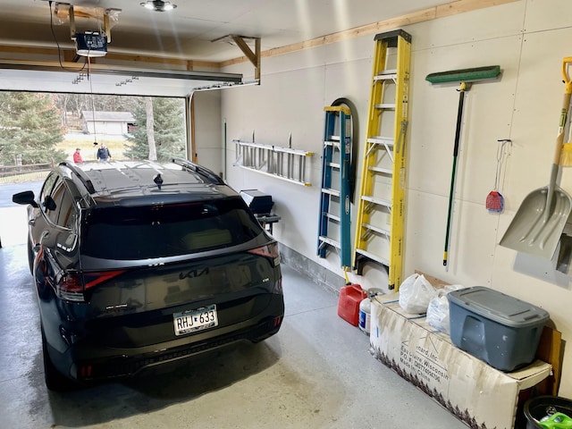 garage with a garage door opener