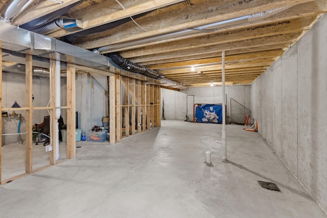 view of unfinished basement