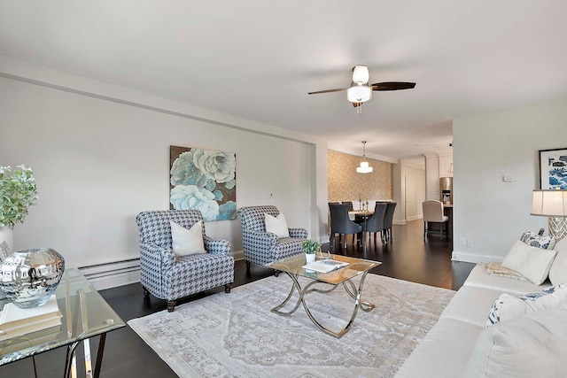 79 Western Ave N Unit 308, Saint Paul, MN 55102 - living room featuring a ceiling fan, wood finished floors, and baseboards
