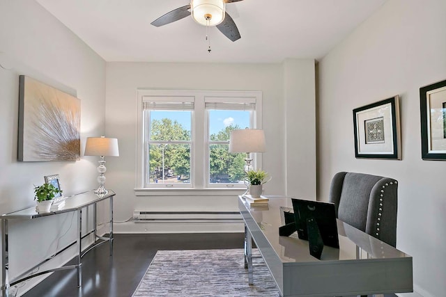 79 Western Ave N Unit 308, Saint Paul, MN 55102 - office with a ceiling fan, a baseboard heating unit, and baseboards