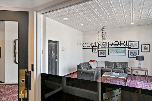 79 Western Ave N Unit 308, Saint Paul, MN 55102 - living area with recessed lighting, an ornate ceiling, and baseboards