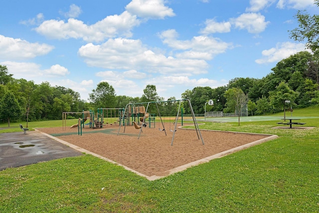 community play area featuring a yard