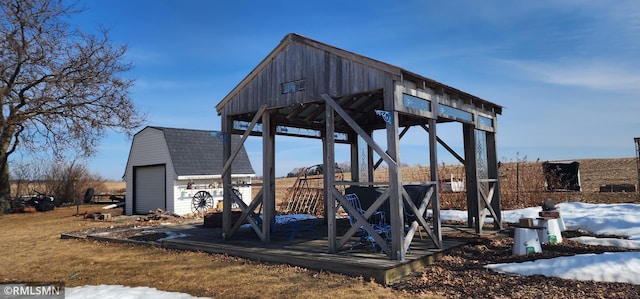 exterior space with an outbuilding