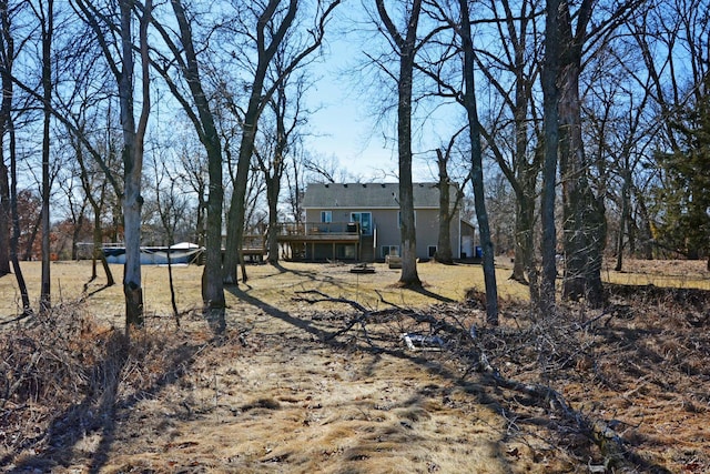 view of yard featuring a deck