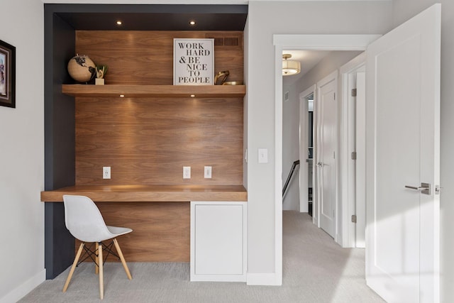 view of carpeted office space