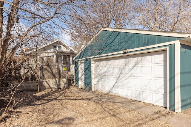 view of detached garage