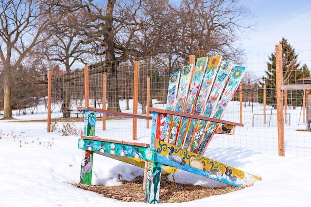 view of snow covered playground