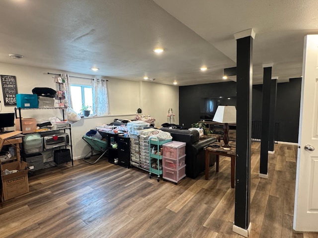 interior space with recessed lighting and wood finished floors