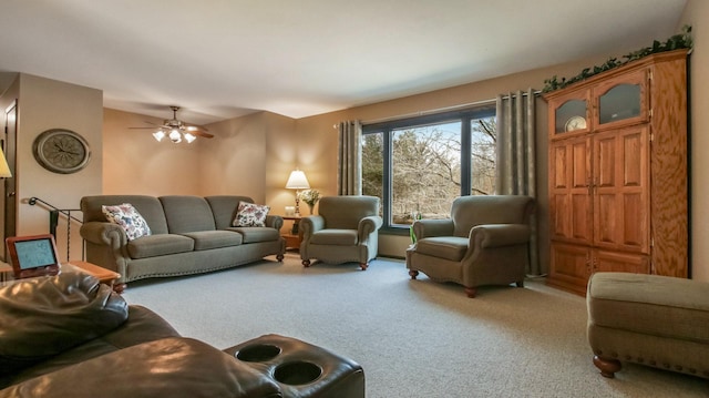 living area featuring carpet floors