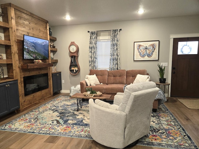 446 Pacific Ave, Hancock, MN 56244 - living room featuring recessed lighting, baseboards, and wood finished floors