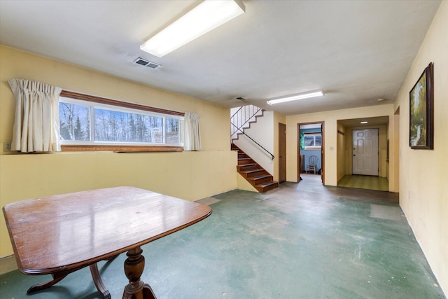 interior space with visible vents and stairs