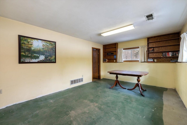 interior space featuring visible vents and concrete floors