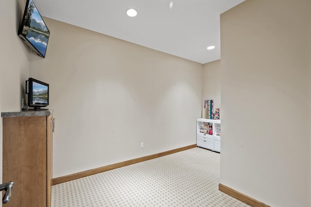 playroom featuring recessed lighting, baseboards, and carpet floors