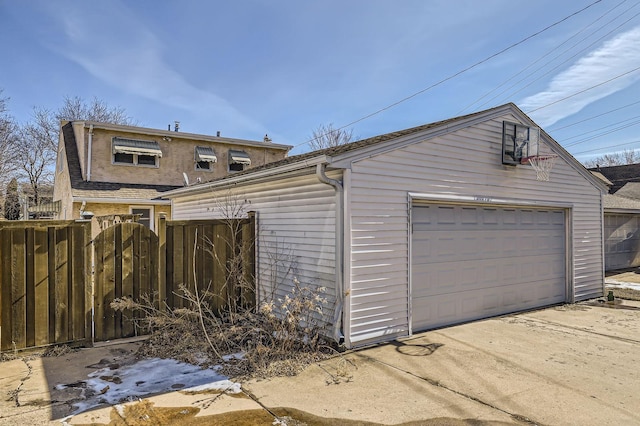 garage featuring fence