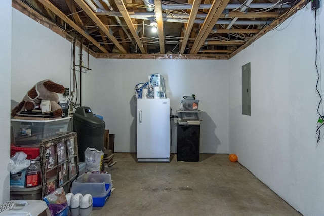 unfinished below grade area featuring electric panel