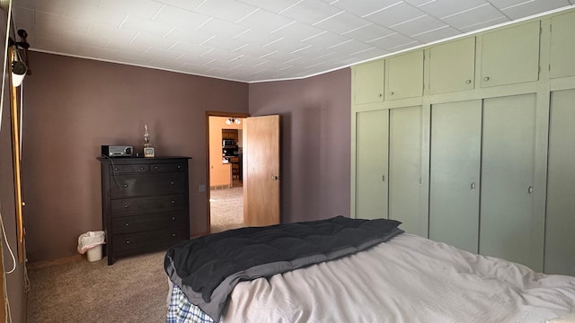 carpeted bedroom featuring a closet