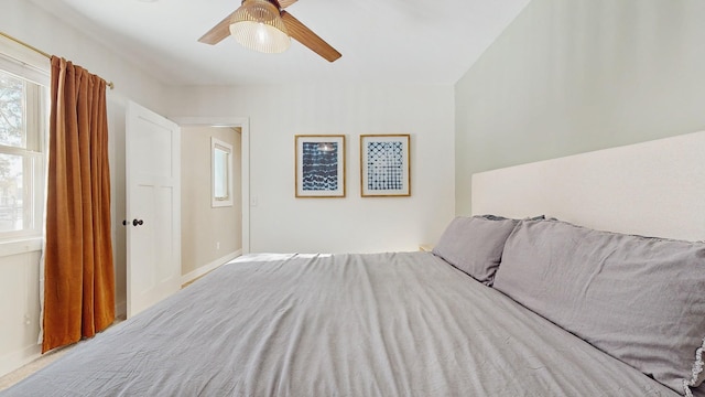 bedroom featuring a ceiling fan