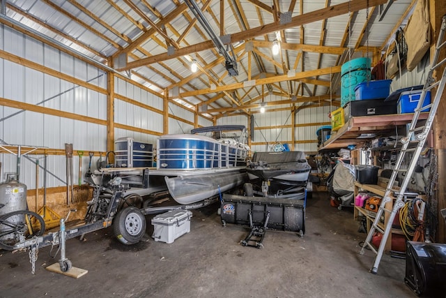 garage with metal wall