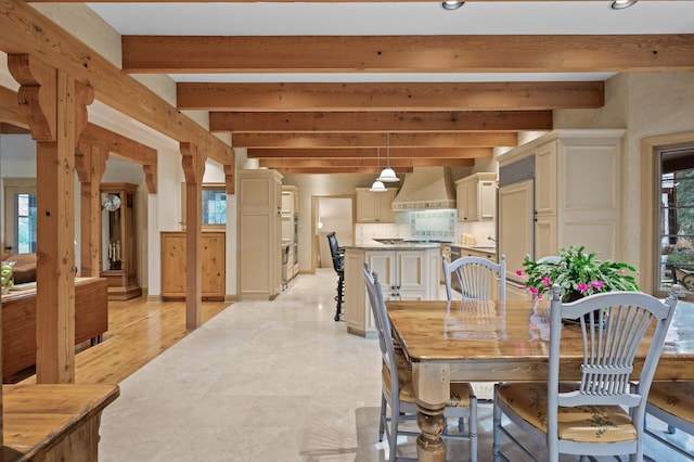 781 Ferndale Rd N, Orono, MN 55391 - dining room with recessed lighting and beam ceiling