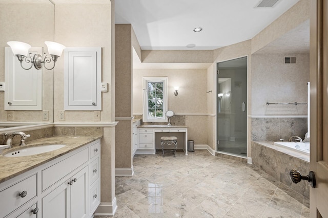 781 Ferndale Rd N, Orono, MN 55391 - full bath with a stall shower, vanity, visible vents, and a bath