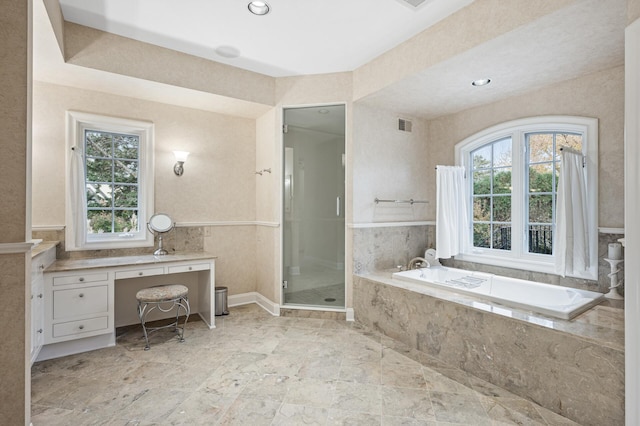 781 Ferndale Rd N, Orono, MN 55391 - full bathroom featuring a shower stall, visible vents, and a bath