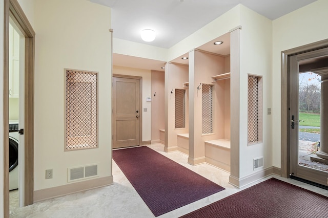781 Ferndale Rd N, Orono, MN 55391 - mudroom featuring visible vents, baseboards, and washer / clothes dryer