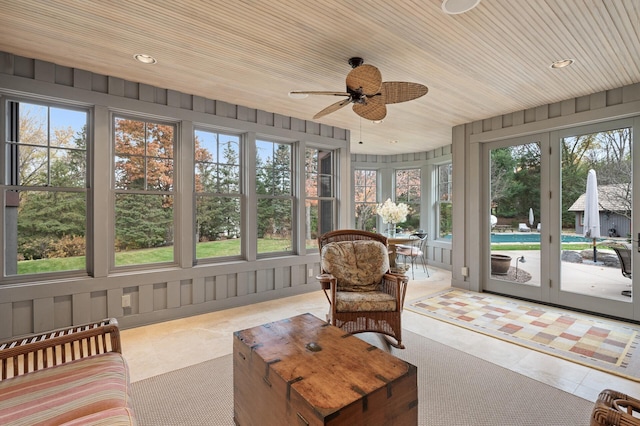 781 Ferndale Rd N, Orono, MN 55391 - sunroom / solarium with tile patterned flooring, wood ceiling, a healthy amount of sunlight, and recessed lighting