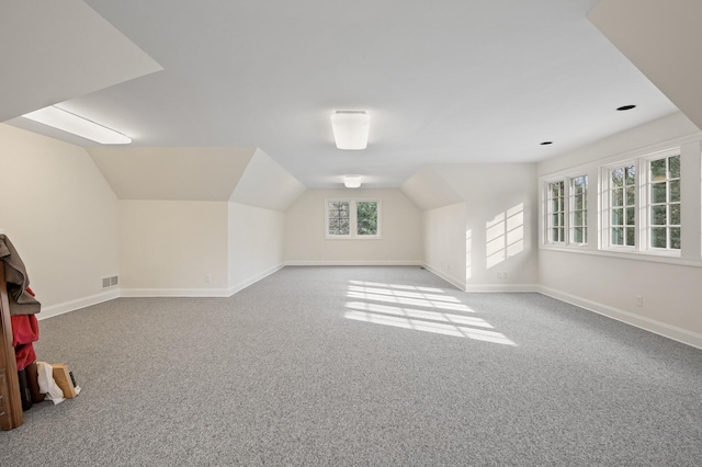 781 Ferndale Rd N, Orono, MN 55391 - bonus room featuring vaulted ceiling, visible vents, baseboards, and carpet floors
