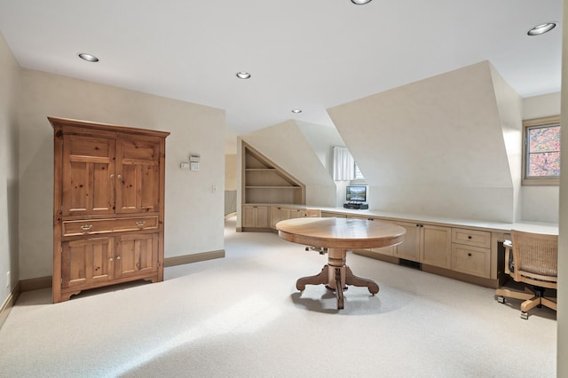 781 Ferndale Rd N, Orono, MN 55391 - office area with light carpet, baseboards, and recessed lighting