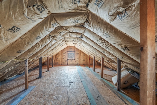 view of unfinished attic