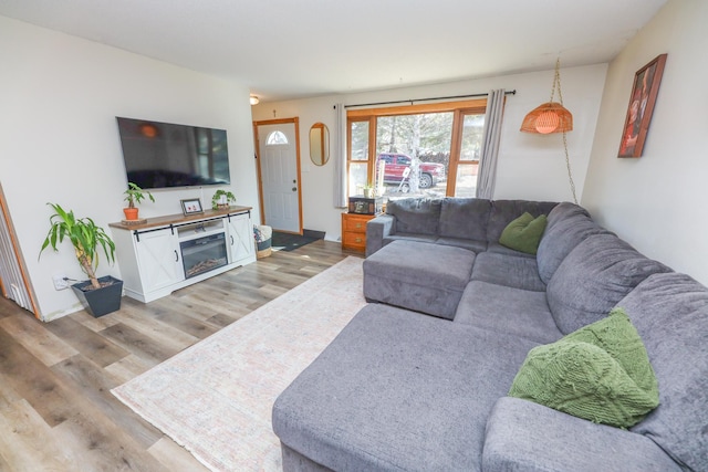 living room featuring light wood-type flooring