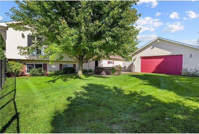 view of yard featuring a garage