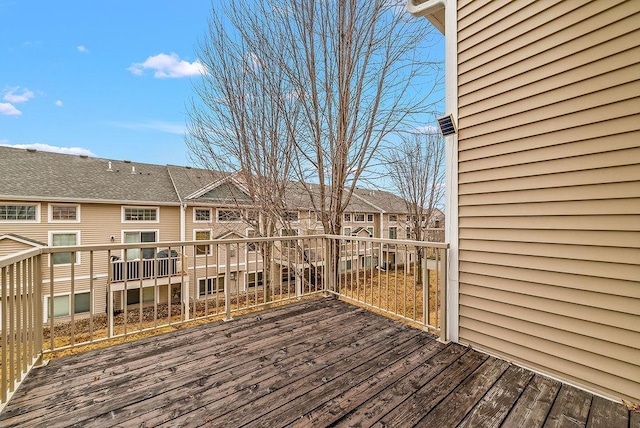 deck with a residential view