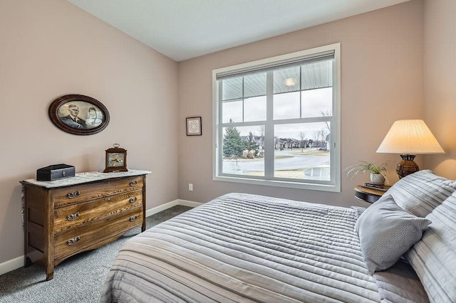 bedroom with baseboards and carpet floors