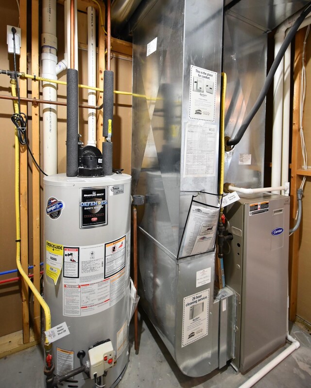 utilities with heating unit and water heater